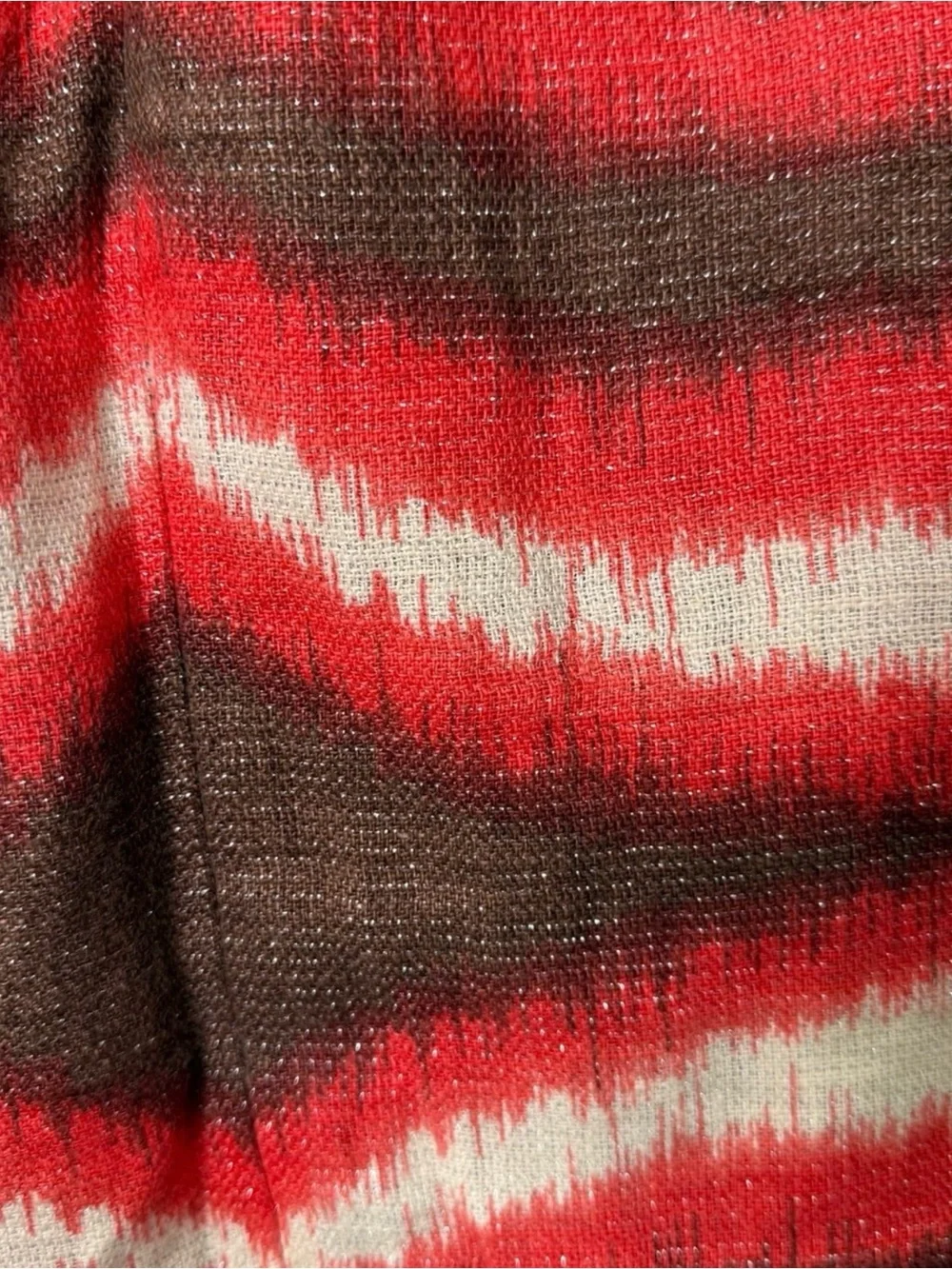 TORY BURCH | Pleated Linen Metallic Thread Abstract Patterned A-Line Skirt Sz. 6 - Picture 3 of 4